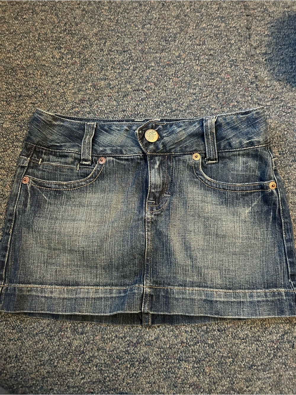American Eagle Outfitters Washed Blue Denim Mini Skirt